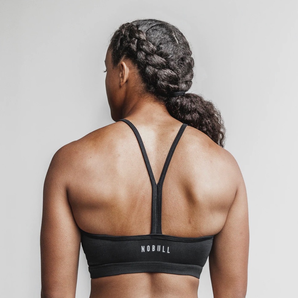 NOBULL HALTER SPORTS BRA (PLUSH HEATHER: BLACK) XS